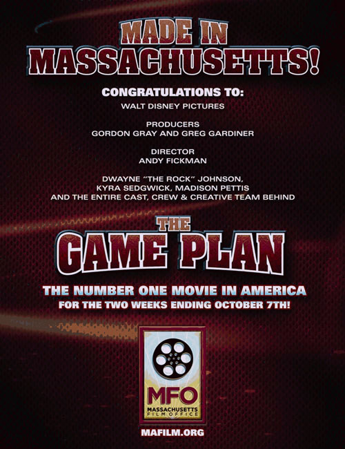 Variety ad featuring GAME PLAN as the #1 movie in US.