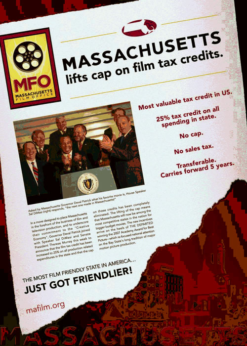 Variety ad on new film tax credit law.