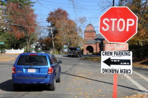 A sign directs production crew members to their destination.(COURTESY PHOTO / KATHERINE MIERZWA). Follow us: @LincolnJournal1